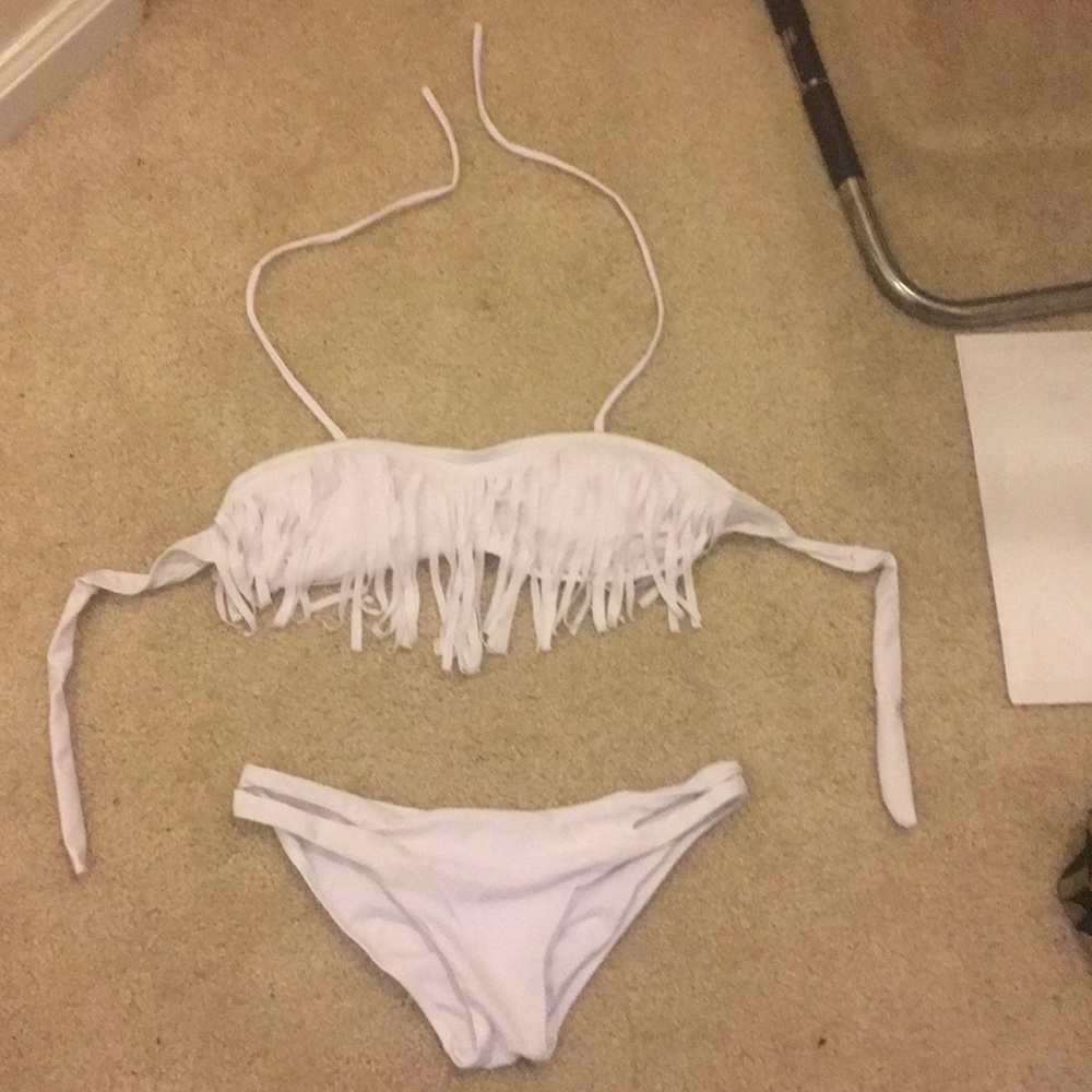 White halter fringe NEW W/TAGS bikini